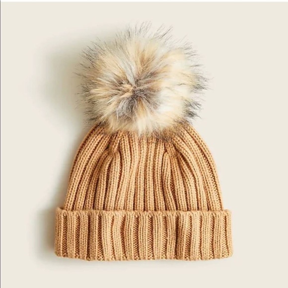 ❤️NWT J. Crew PomPom Hat with Faux Fur